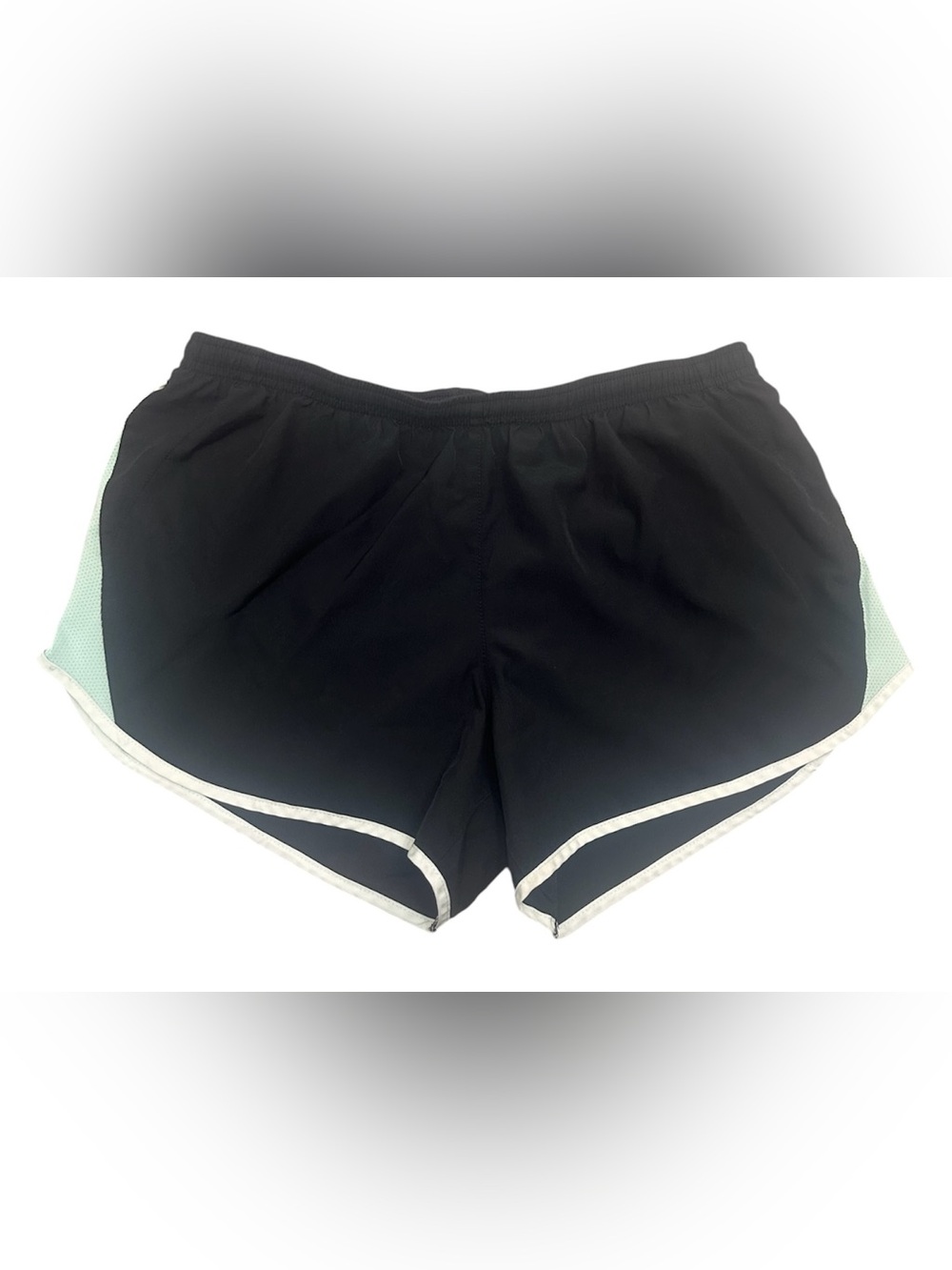 Nike Black Athletic Shorts with Mint Side Panels and White Trim